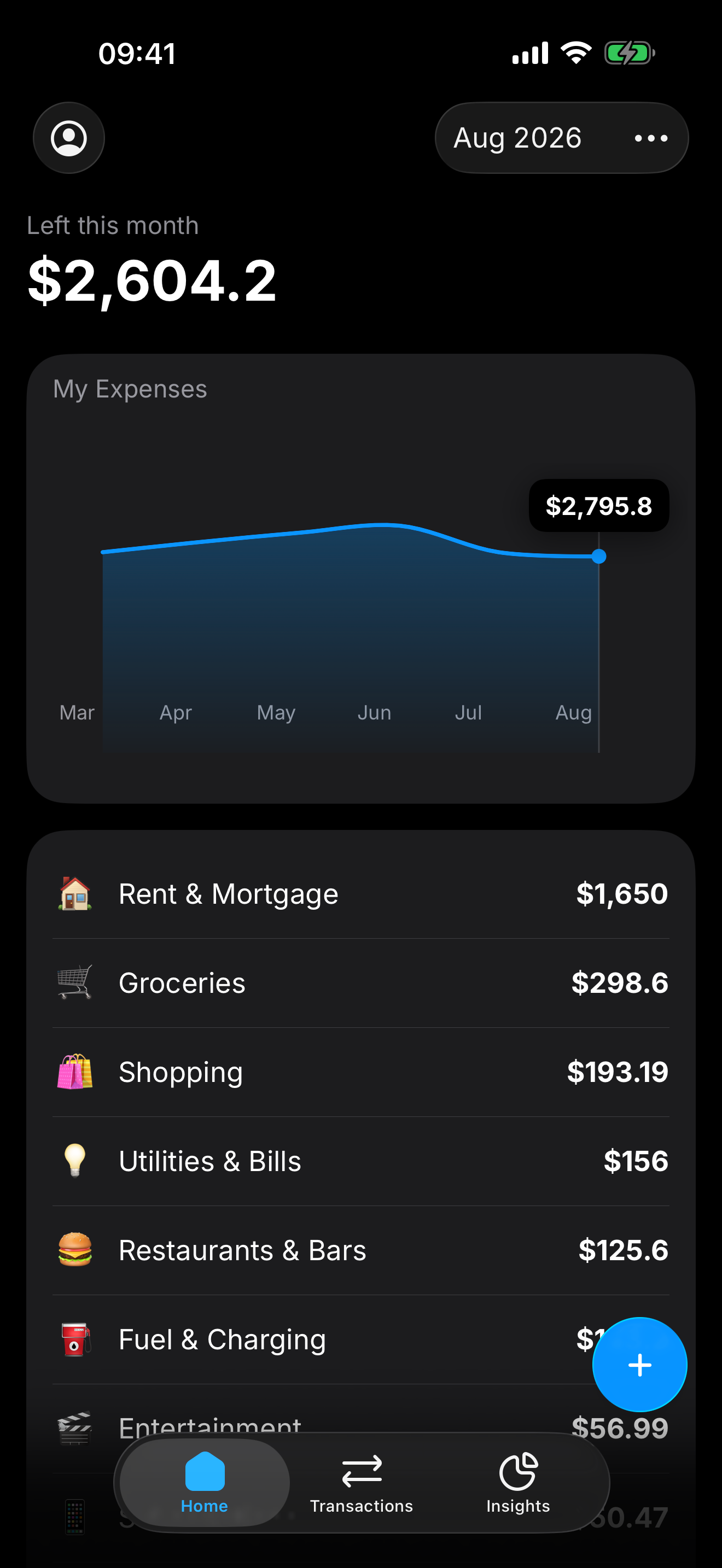 GoodMoney Home in Dark Mode.